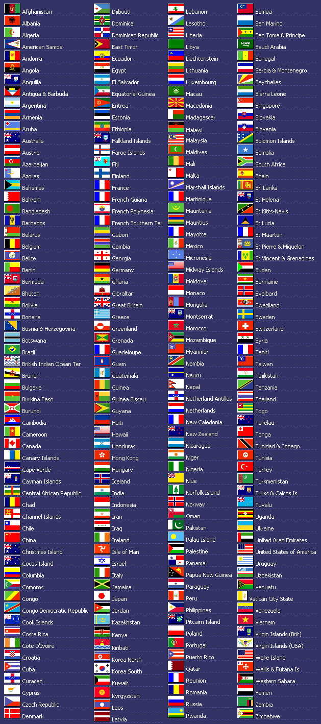 all country flags